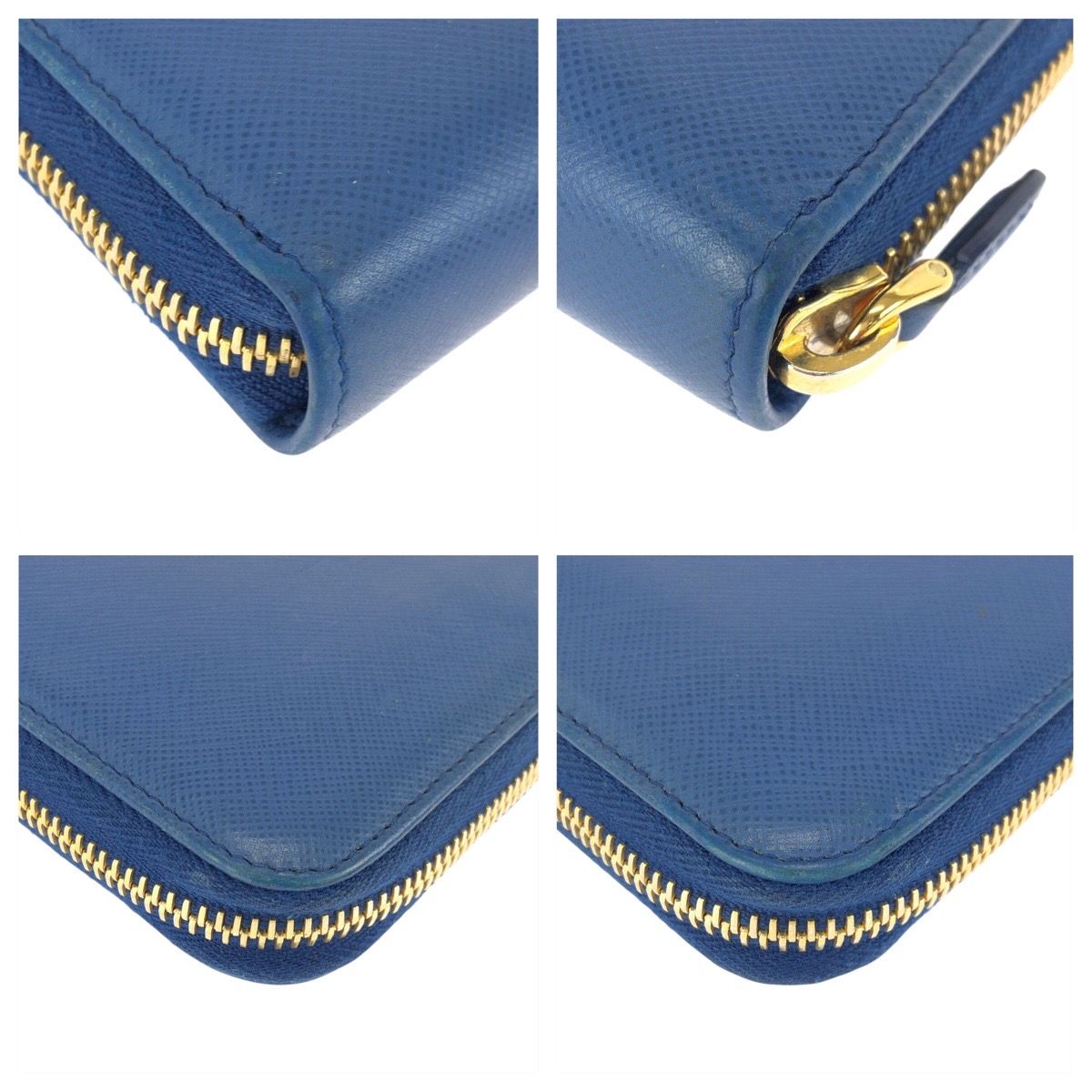 レア美品✨プラダ◇エンベロープ長財布　ゴールド金具バイカラーネイビーブルー 美品 PRADA プラダ サフィアーノ ブルー ゴールド金具 レザー 長財布
