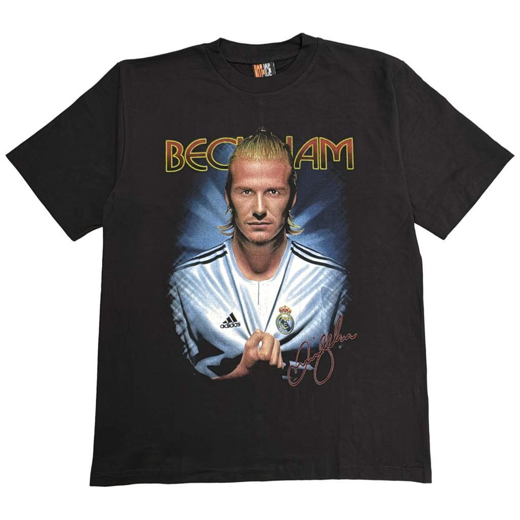 00年代 レアル・マドリード デビッド・ベッカム 半袖Ｔシャツ プロチーム サッカー ブラック(メンズ L)中古 古着 Y4178