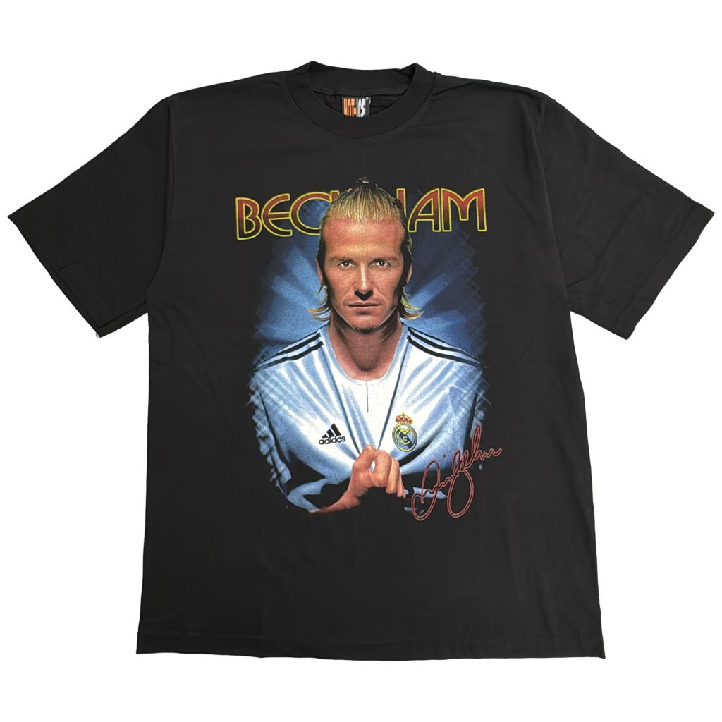 00年代 レアル・マドリード デビッド・ベッカム 半袖Ｔシャツ プロチーム サッカー ブラック(メンズ L)中古 古着 Y4179