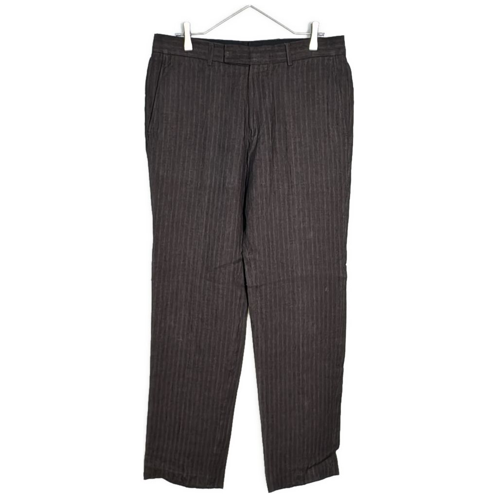 HUGO BOSS ヒューゴボス リネン スラックスパンツ ブラウン(メンズ 48)中古 古着 Y4188