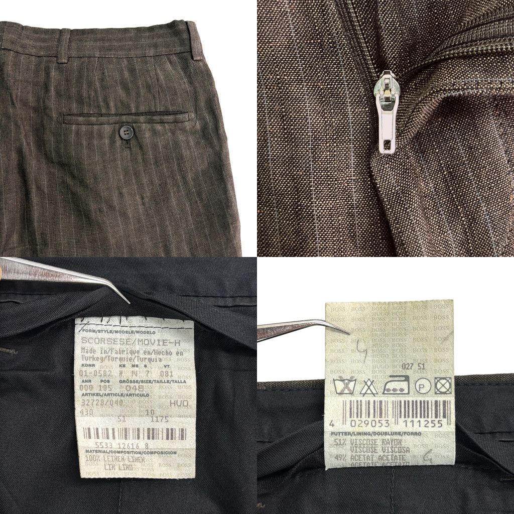 HUGO BOSS ヒューゴボス リネン スラックスパンツ ブラウン(メンズ 48