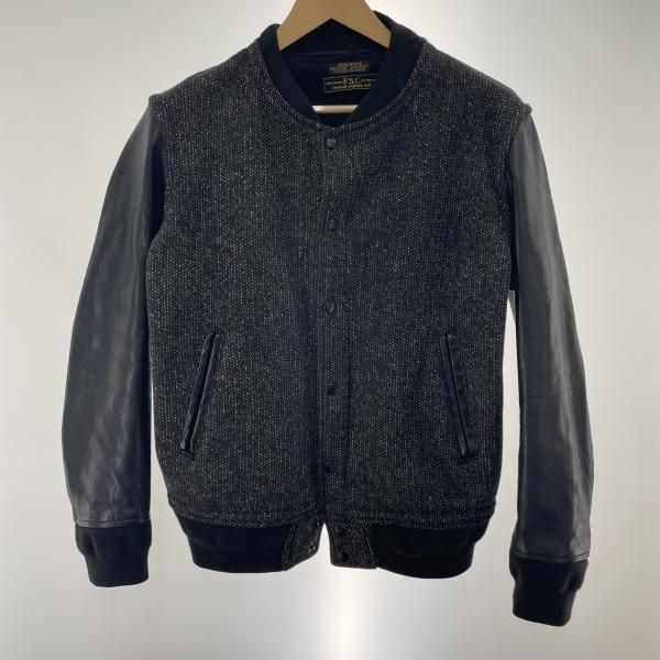 【中古】Browns Beach スタジャン サイズ38 黒 袖レザー ブラウンズビーチ[91]