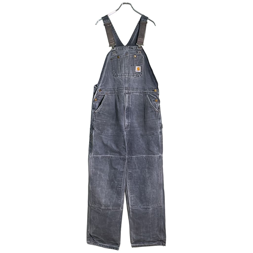 Carhartt カーハート ダック ダブルニー ビブオーバーオール 大きいサイズ グレー(メンズ W40 L31相当)中古 古着 Y4261