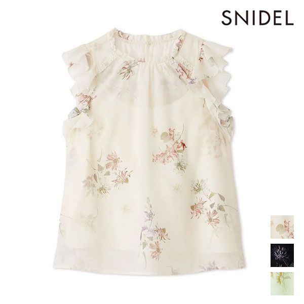 【即納】 スナイデル SNIDEL トップス 26春夏 フラワープリントノースリブラウス 花柄 ノースリーブ フリル swfb264033