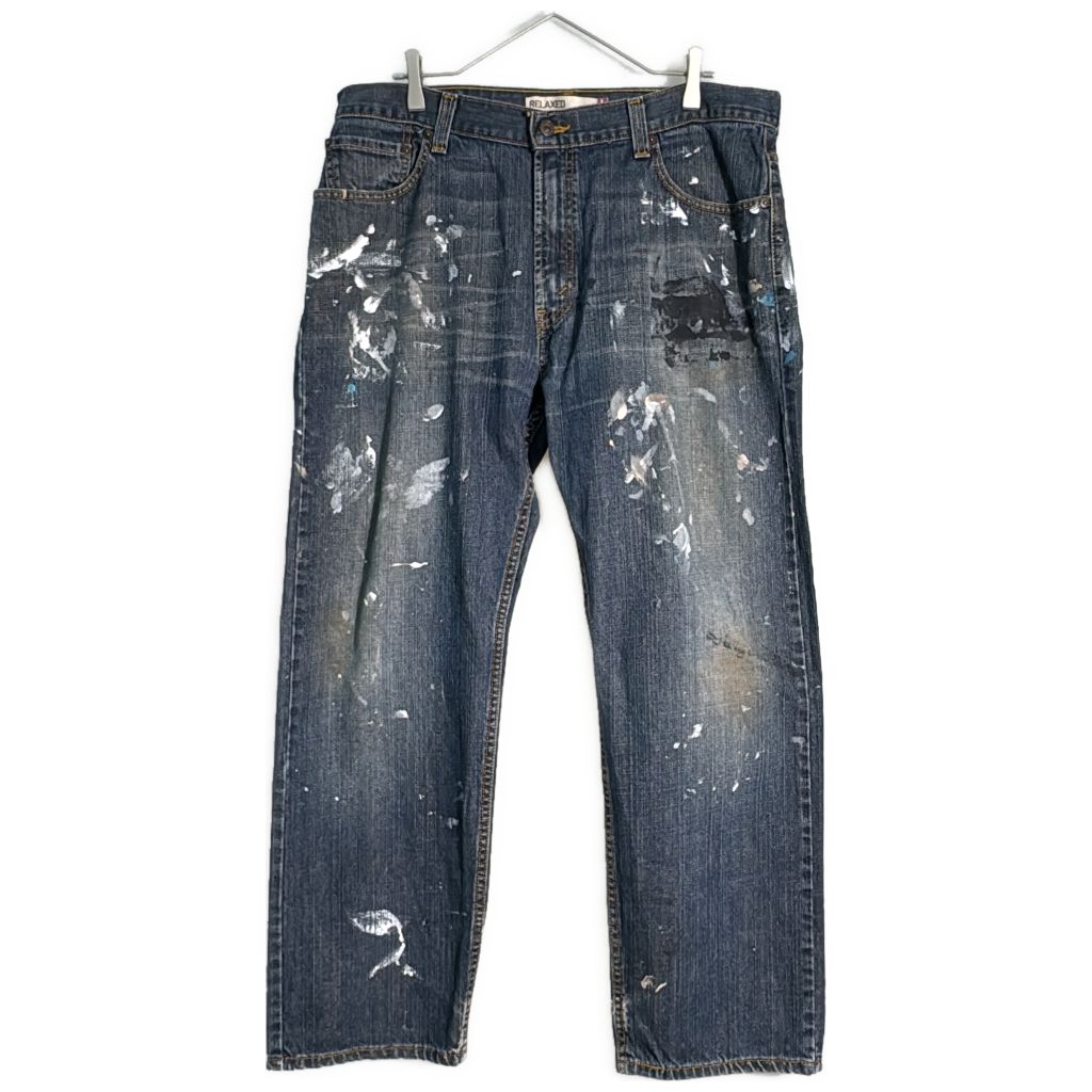 Levi's リーバイス 559 デニムパンツ ペンキ ブルー(メンズ W36 L30)中古 古着 Y4276