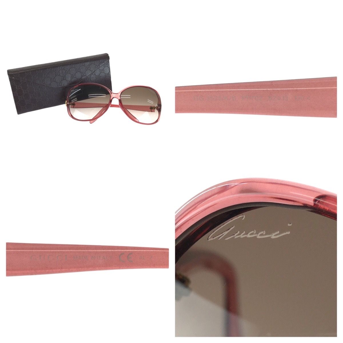 美品 GUCCI グッチ ラブリー ハート ピンク ブラウン ゴールド金具
