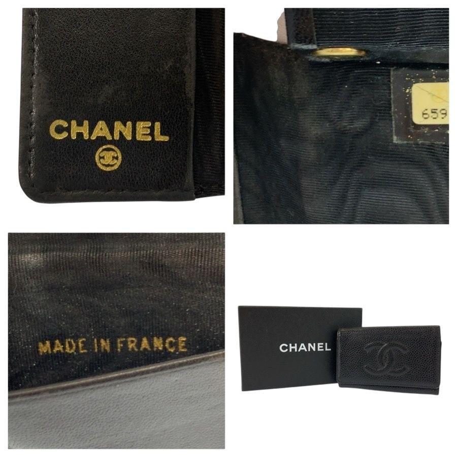 美品 CHANEL シャネル ココマーク ブラック 黒 ゴールド金具 レザー