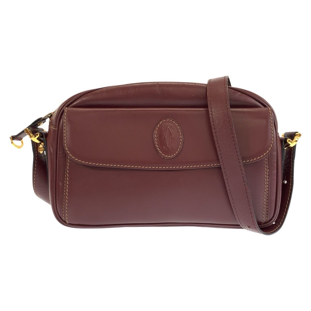 美品 CARTIER カルティエ マストライン ボルドー ゴールド金具 レザー 