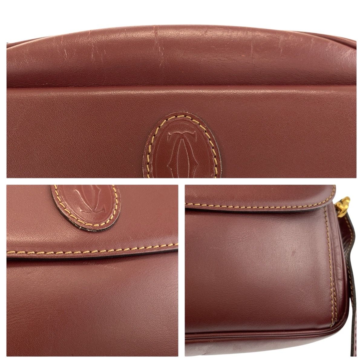 美品 CARTIER カルティエ マストライン ボルドー ゴールド金具 レザー
