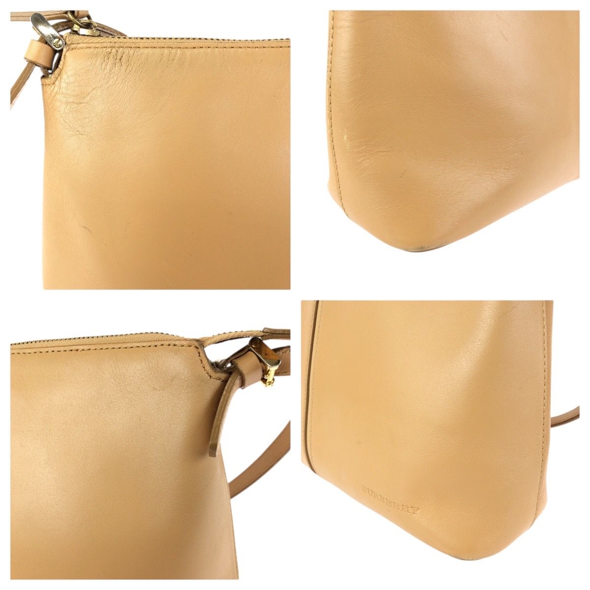 BURBERRY バーバリー ロゴ ベージュ ゴールド金具 レザー ショルダー