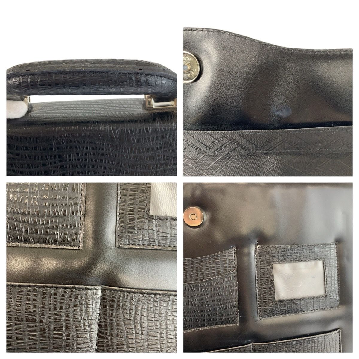美品 Dunhill ダンヒル ブラック 黒 シルバー金具 レザー ビジネス