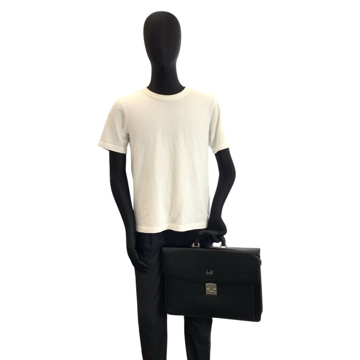 美品 Dunhill ダンヒル ブラック 黒 シルバー金具 レザー ビジネス