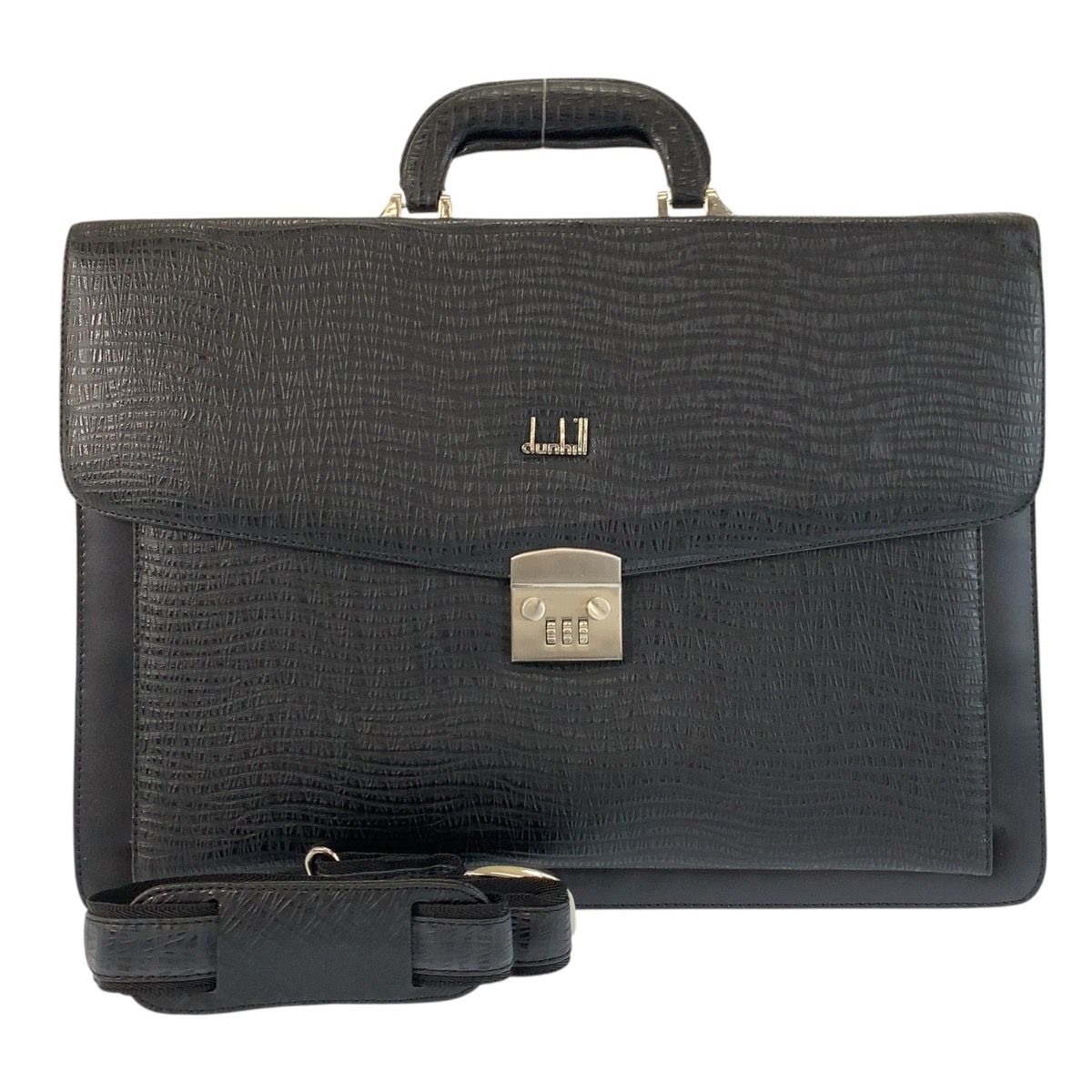 美品 Dunhill ダンヒル ブラック 黒 シルバー金具 レザー ビジネス
