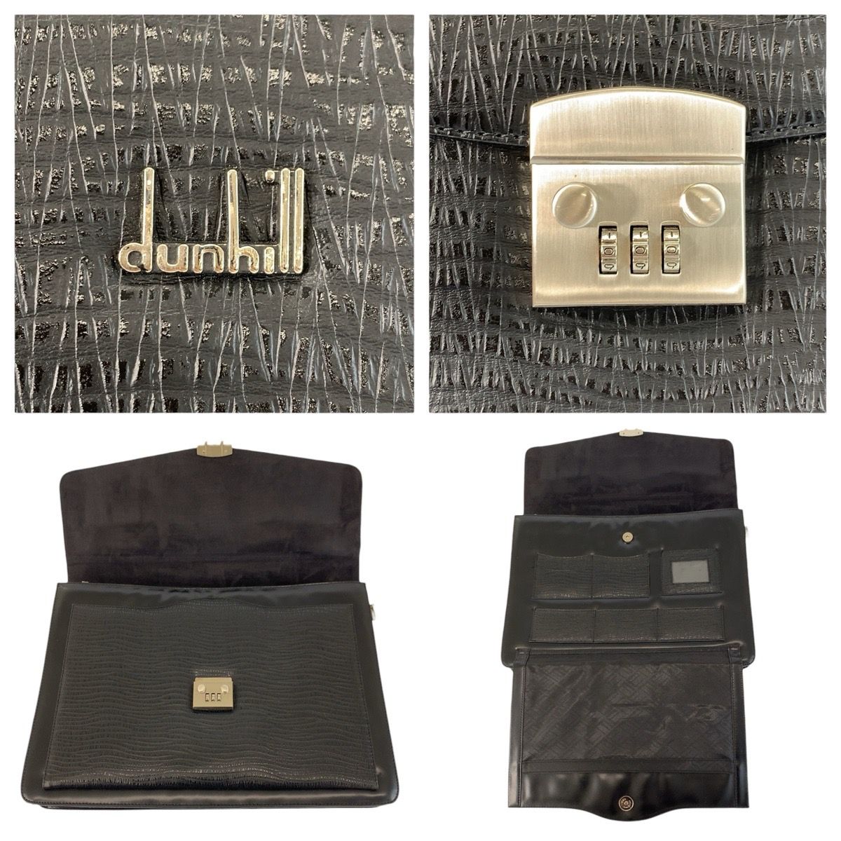 美品 Dunhill ダンヒル ブラック 黒 シルバー金具 レザー ビジネス