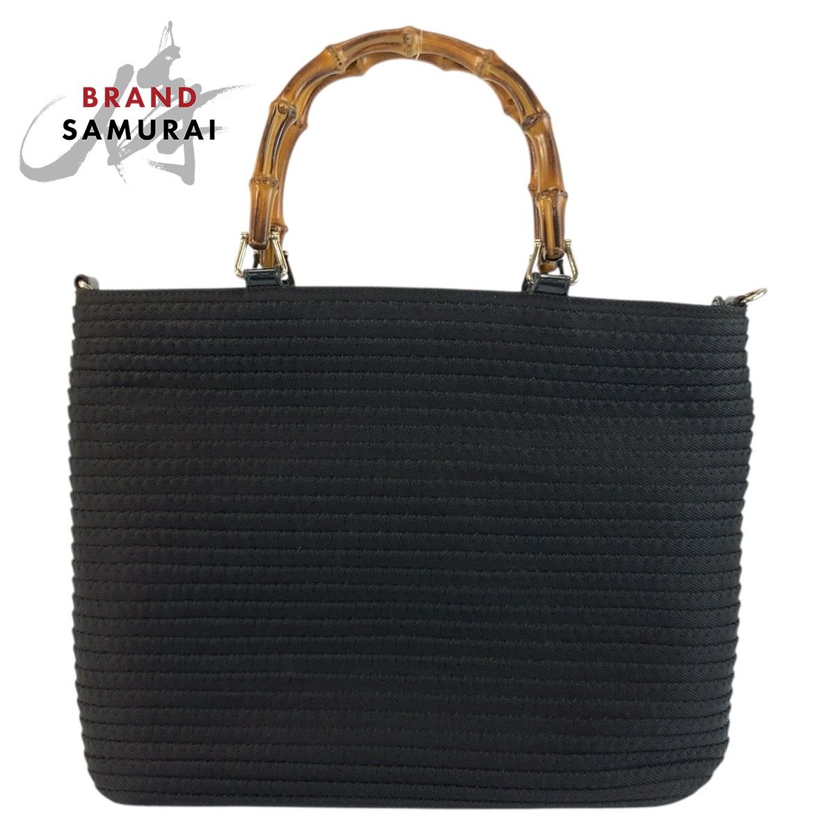 美品 GUCCI グッチ バンブー ブラック 黒 シルバー金具 ナイロン 000