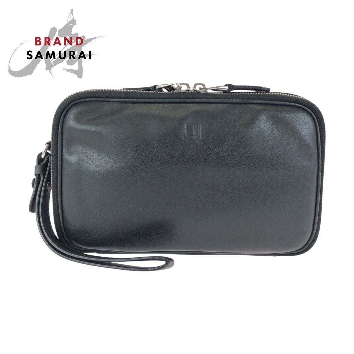 美品 Dunhill ダンヒル ブラック 黒 シルバー金具 レザー クラッチ