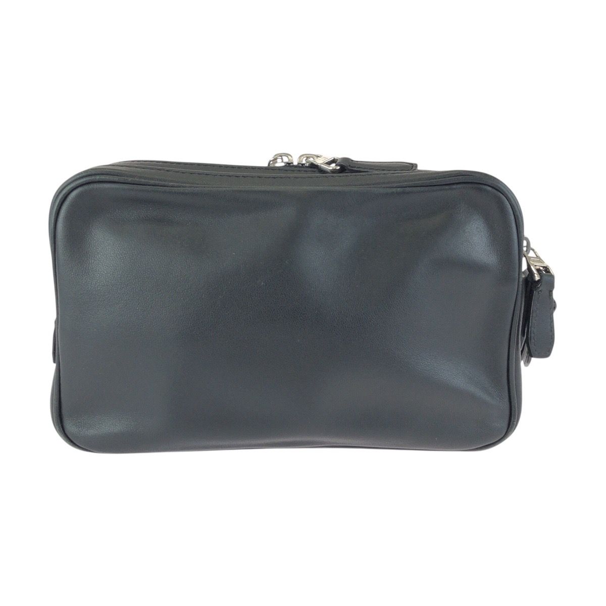美品 Dunhill ダンヒル ブラック 黒 シルバー金具 レザー クラッチ