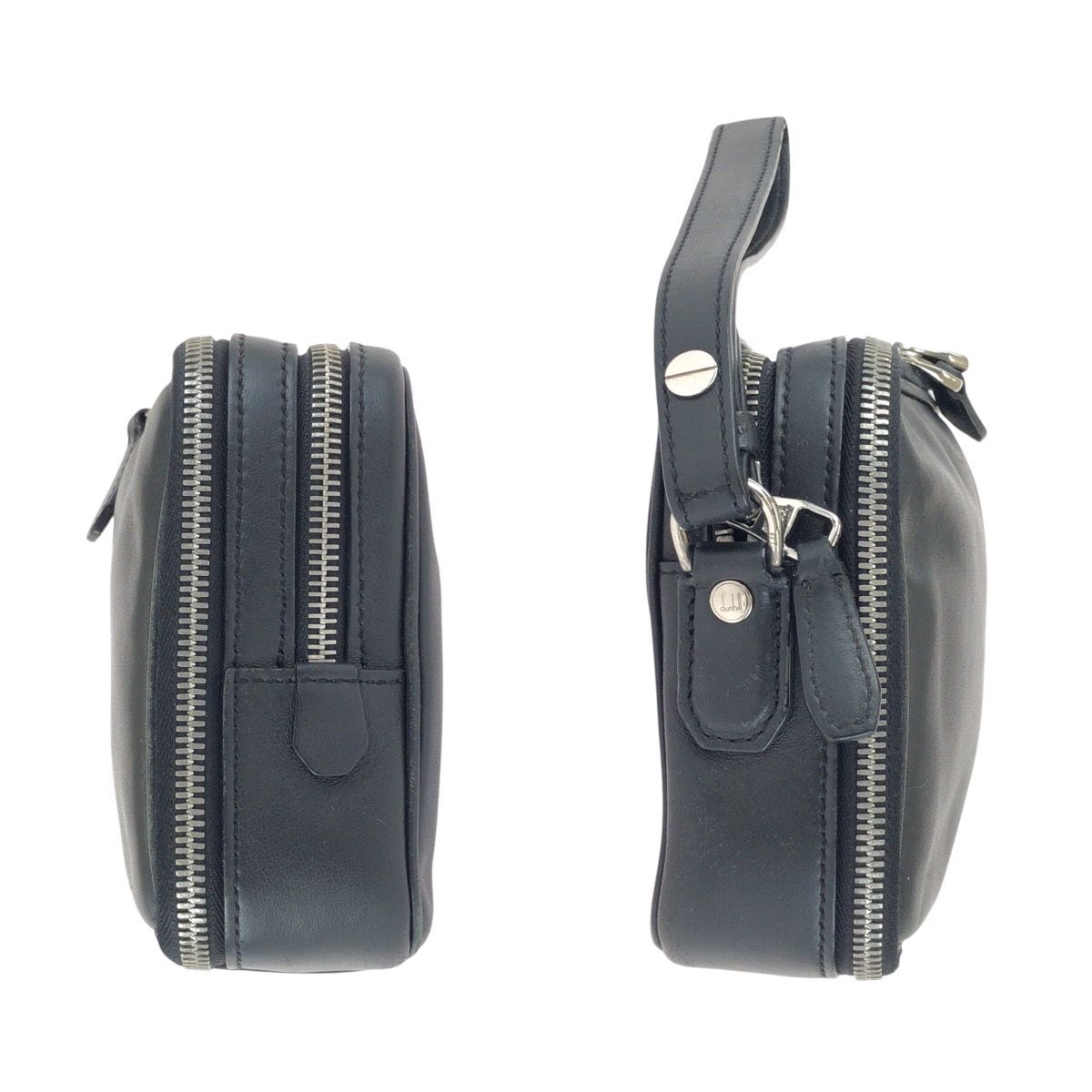 美品 Dunhill ダンヒル ブラック 黒 シルバー金具 レザー クラッチ