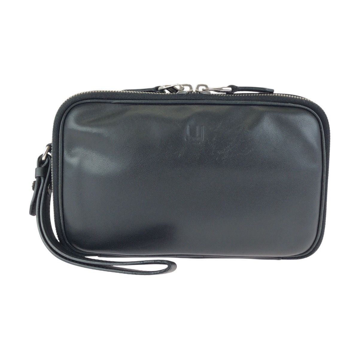 m*s様 ダンヒルdunhill ブラック レザー　2wayショルダー付きボスト 美品 Dunhill ダンヒル ブラック 黒 シルバー金具 レザー クラッチ