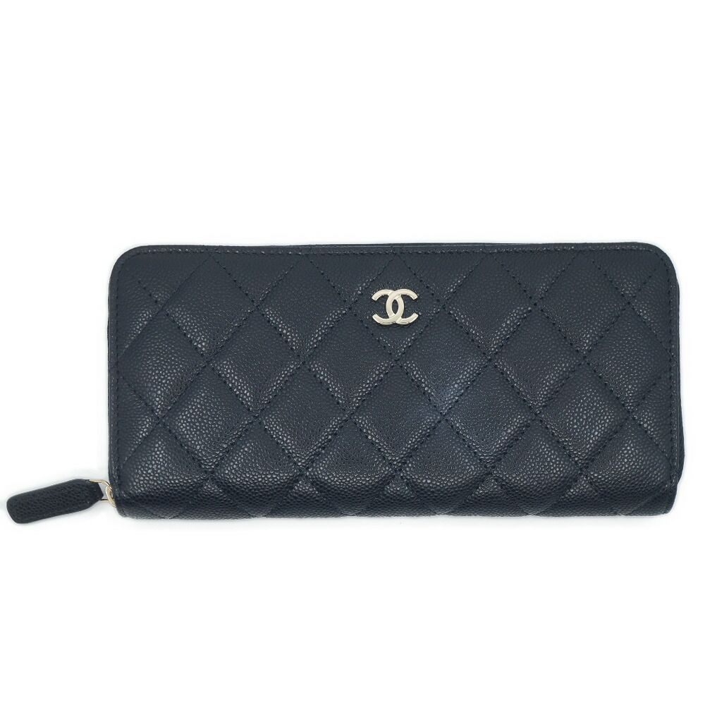 【栄】シャネル AP0242 マトラッセ クラシック ロングジップウォレット キャビアスキン レザー ブラック 黒 レッド ゴールド金具 財布 箱未使用