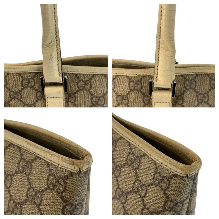 GUCCI グッチ ベージュ アイボリー シルバー金具 GGスプリーム GUCCI グッチ ベージュ アイボリー シルバー金具 GGスプリーム