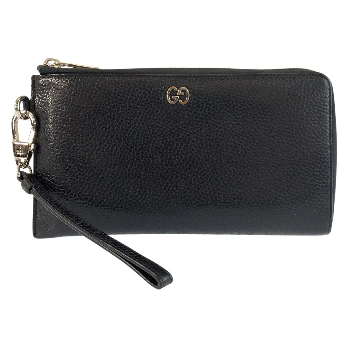 GUCCI 長財布 ブラック レザー シルバー GUCCI グッチ GGメタル ブラック 黒 シルバー金具 レザー 597577 長
