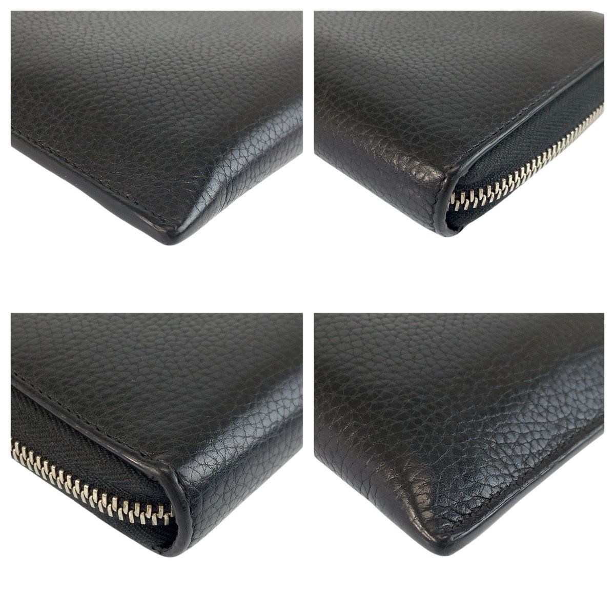 GUCCI 長財布 ブラック レザー シルバー GUCCI グッチ GGメタル ブラック 黒 シルバー金具 レザー 597577 長
