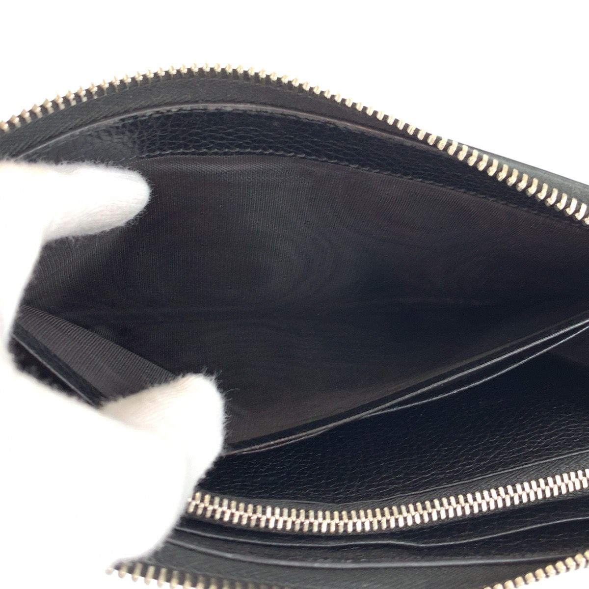 GUCCI グッチ GGメタル ブラック 黒 シルバー金具 レザー 597577 長