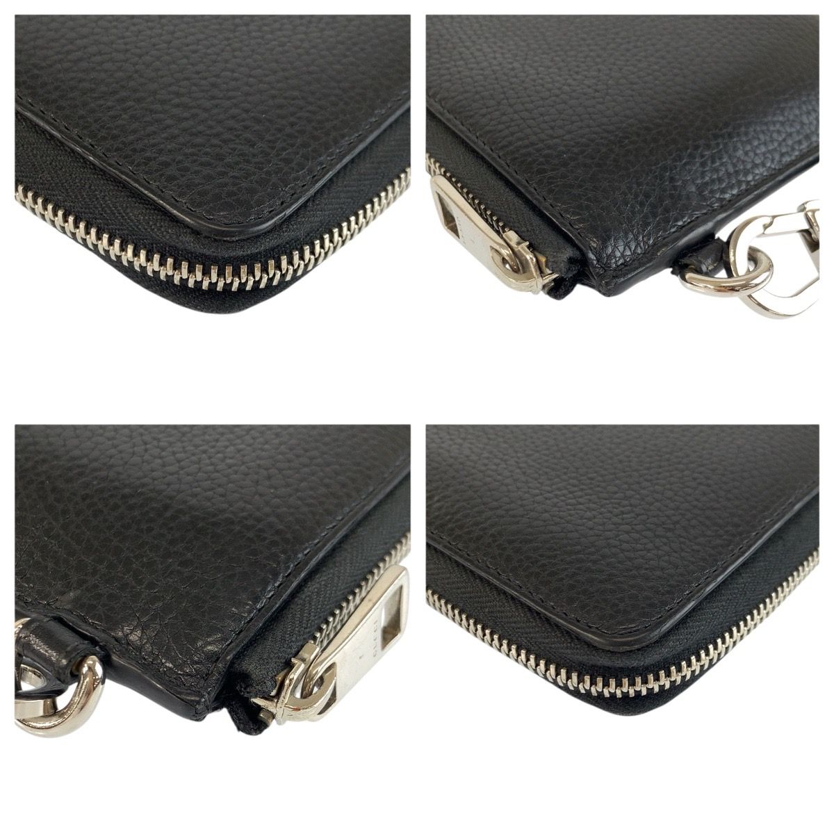 GUCCI グッチ GGメタル ブラック 黒 シルバー金具 レザー 597577 長