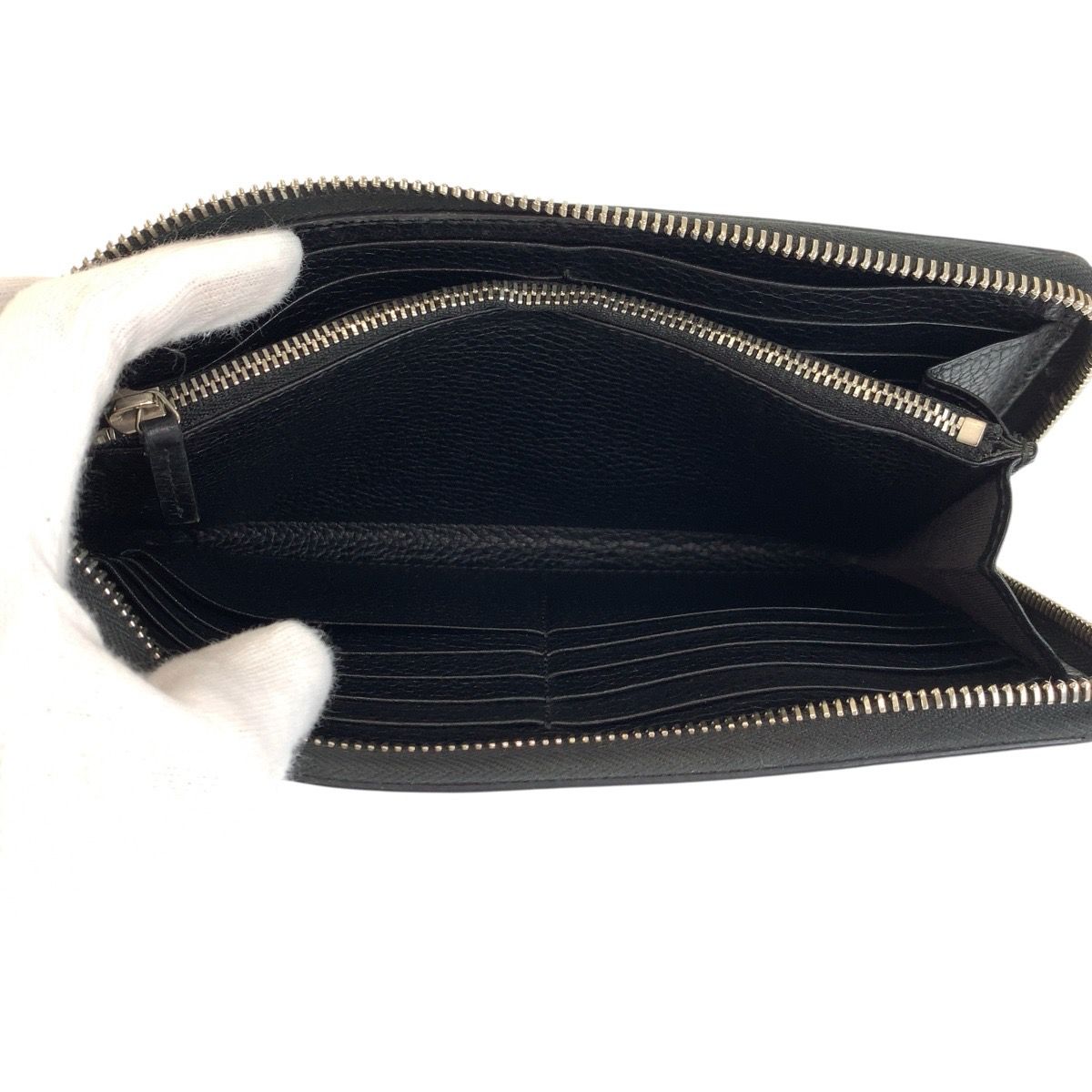 GUCCI グッチ GGメタル ブラック 黒 シルバー金具 レザー 597577 長