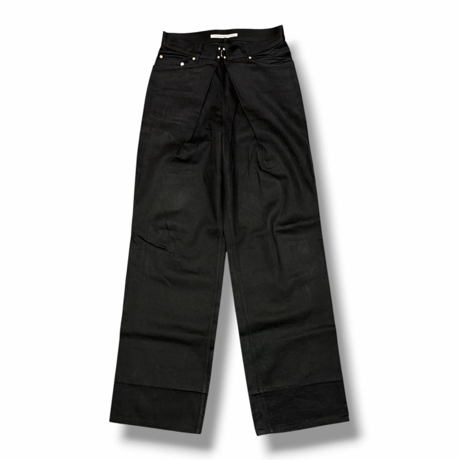 参考上代38500円 JOHN LAWRENCE SULLIVAN RIGID DENIM WIDE PANTS リジッドワイドデニムパンツ ジーンズ ジョンローレンスサリバン JLS-02-21-S ブラック 46 （18703M）