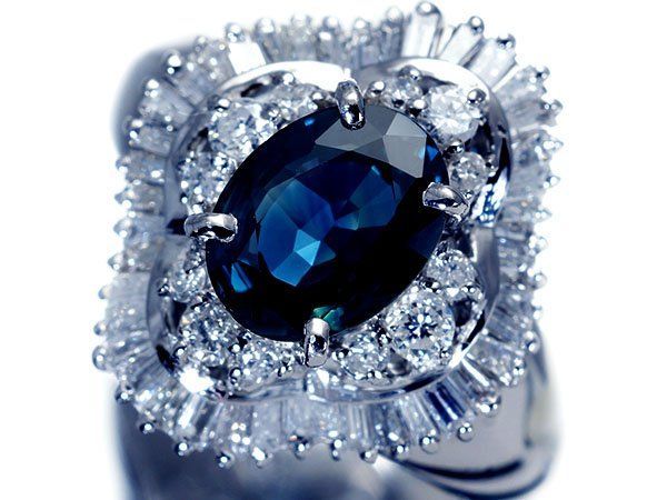 【ジュエリー極】超豪華！大粒天然ブルーサファイア1.78ct＆２カット天然ダイヤモンド0.80ct 高級Pt900リング h8666zrlm【送料無料】