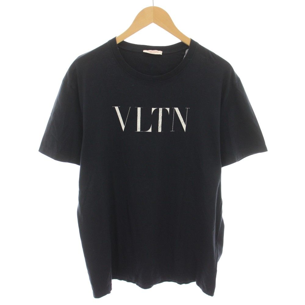 ヴァレンティノ ヴァレンチノ VALENTINO VLTNロゴTシャツ カットソー クルーネック 半袖 ロゴプリント L 紺 ネイビー 白 ホワイト 1V5MG10V3LE /YT