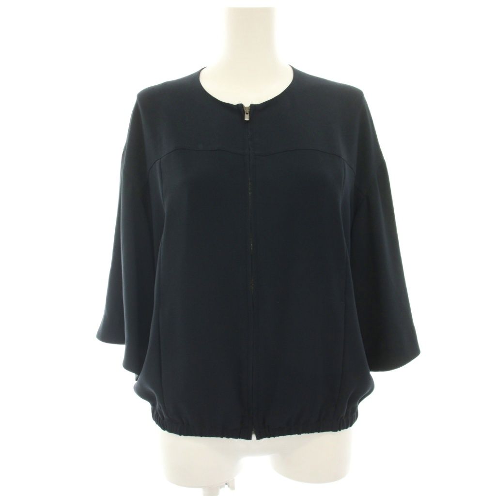 セオリーリュクス theory luxe 24SS FLOW PRIMIE シャツジャケット ジップアップ 五分袖 38 紺 ネイビー 03-4204114-895-038 /HN