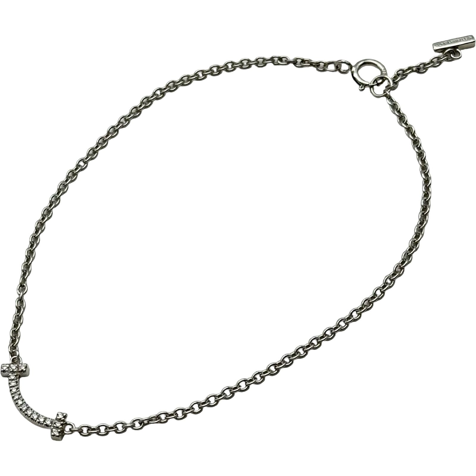 ティファニー TIFFANY＆CO Tスマイルダイヤミニブレスレット ホワイトゴールド Au750 ダイヤモンド ジュエリー