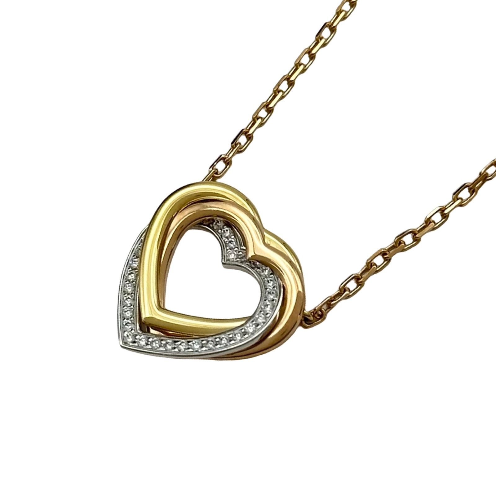 カルティエ Cartier トリニティハートネックレス ゴールド/ピンクゴールド/ホワイトゴールド Au750 ダイヤモンド ジュエリー