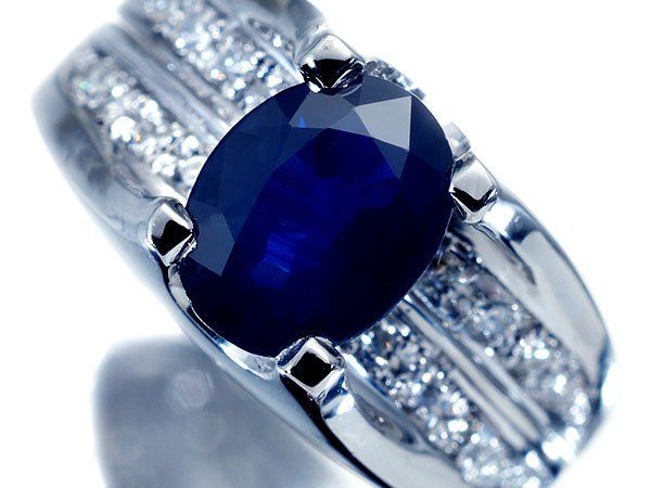 【ジュエリー極】濃厚良質ブルー！大粒天然ブルーサファイア2.03ct＆ダイヤ0.24ct 超高級Pt900リング h8668iil【送料無料】