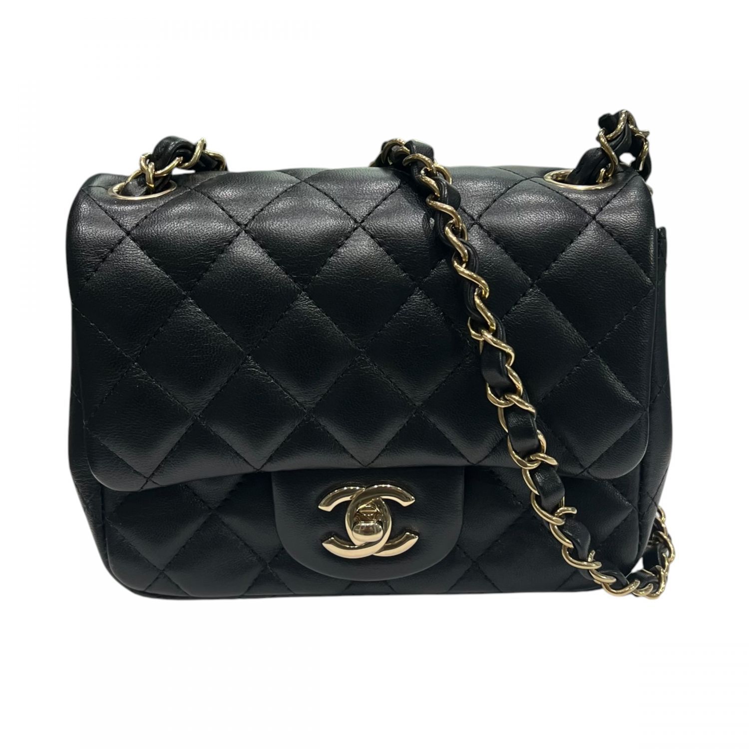 【中古】 CHANEL シャネル ミニマトラッセ チェーンショルダーバッグ ランダム番プレートゴールド金具 スムースレザー レディース ブラック 26017975 SA