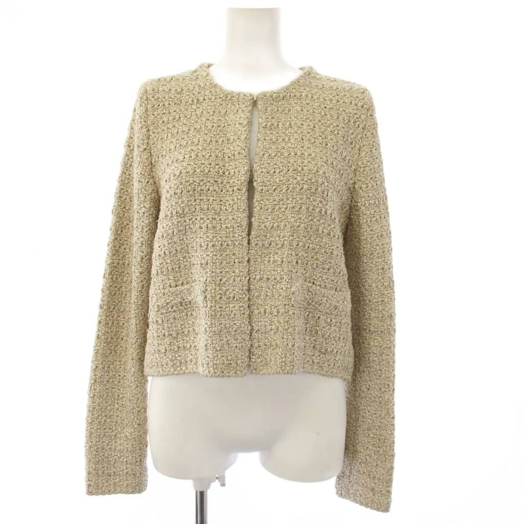 フォクシー FOXEY ノーカラージャケット 絹 シルク 38 ベージュ 42602 /AN71