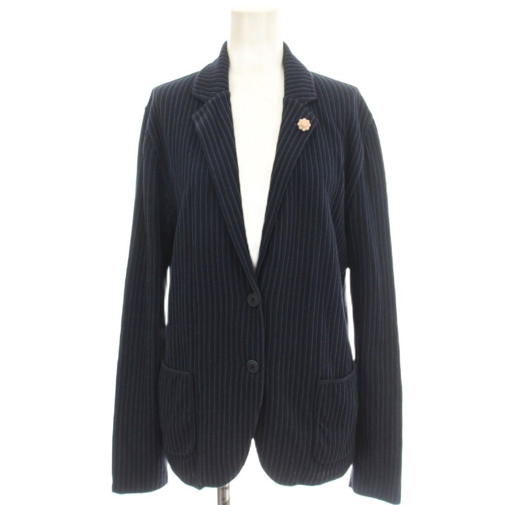 ラルディーニ LARDINI テーラードジャケット ストライプ柄 コットン 42 ネイビー 紺 P8JDIANTHA /☆G9