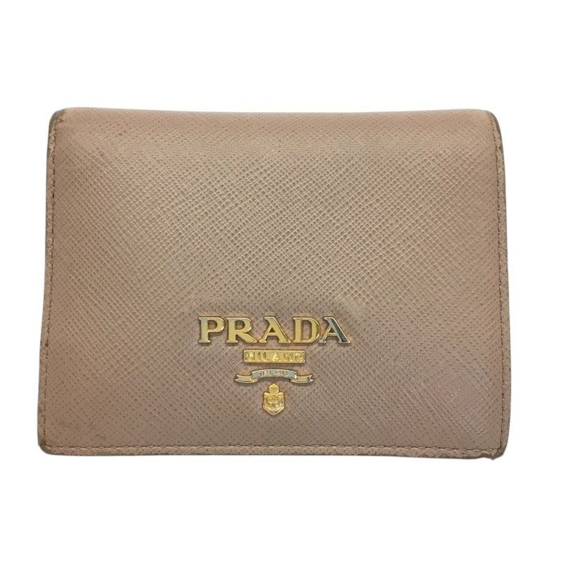 PRADA【プラダ】二つ折り財布　1MV204　サフィアーノ　レザー　ベージュ系　レディース　コンパクトウォレット【中古品/USED-B】質屋　かんてい局那覇店　ｎ3101901927300053