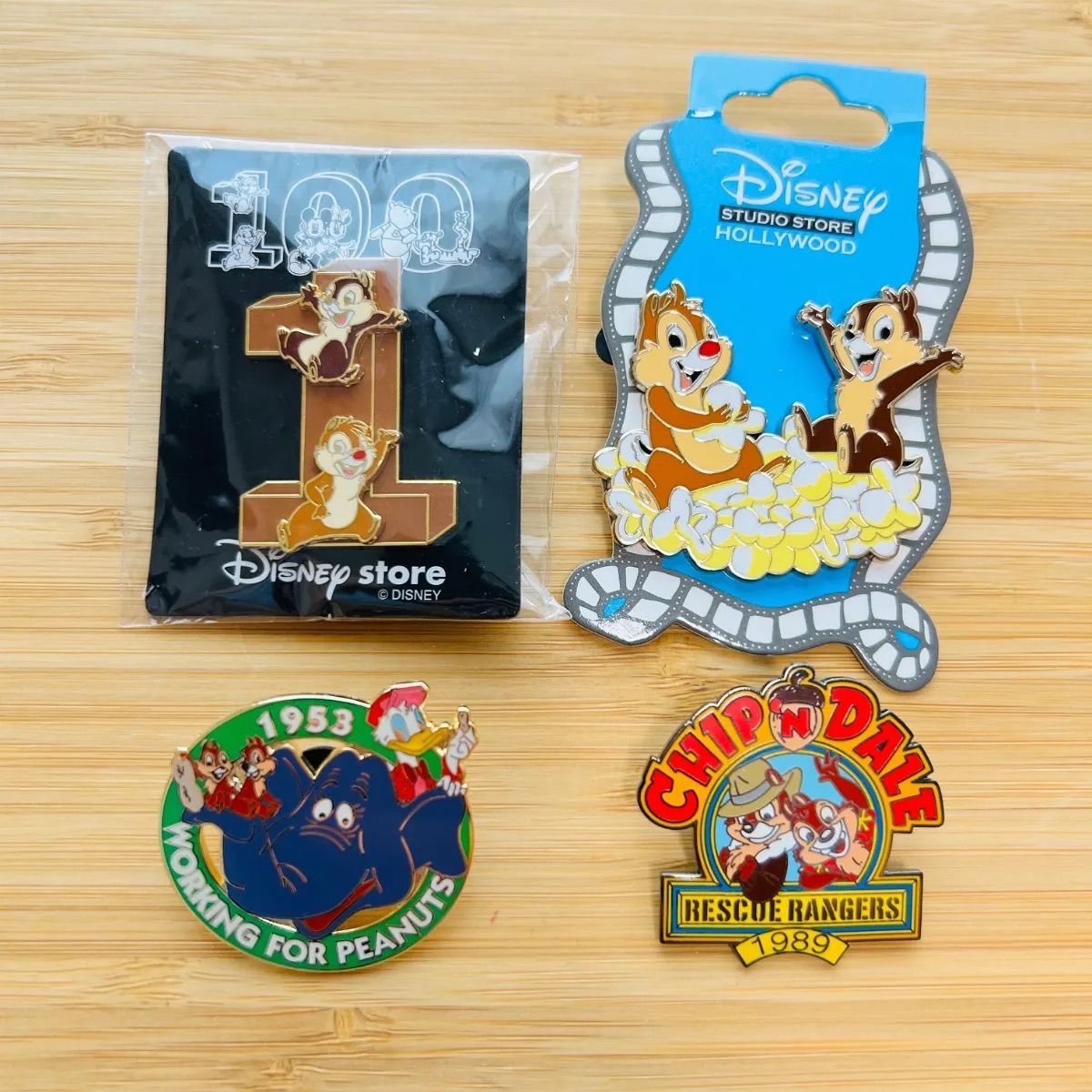 4点セット】 チップとデール ピンバッジ ポップコーン disney studio 