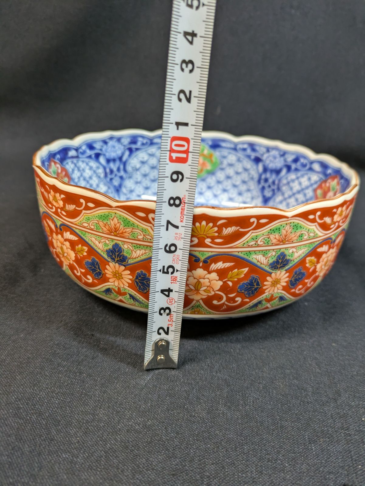 前畑陶器 輪花鉢 美濃焼 庫山窯 花鳥文 古伊万里風 深鉢 盛り鉢 深皿