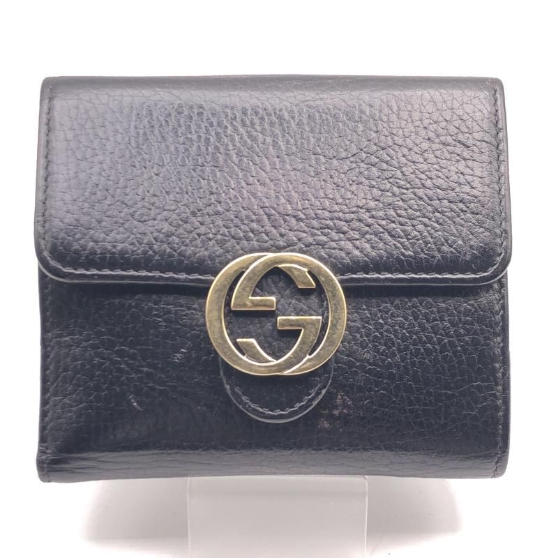 【中古】GUCCI インターロッキングG 二つ折り財布 ブラック 615525　グッチ[17]