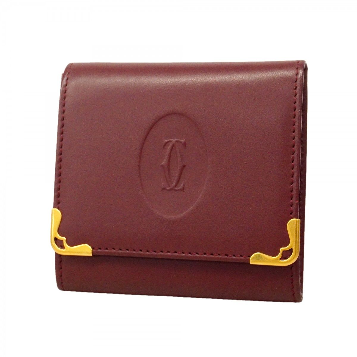 【6fd4708】カルティエ コインケース マスト レザー ボルドー ゴールド金具【中古】メンズ レディース ユニセックス
