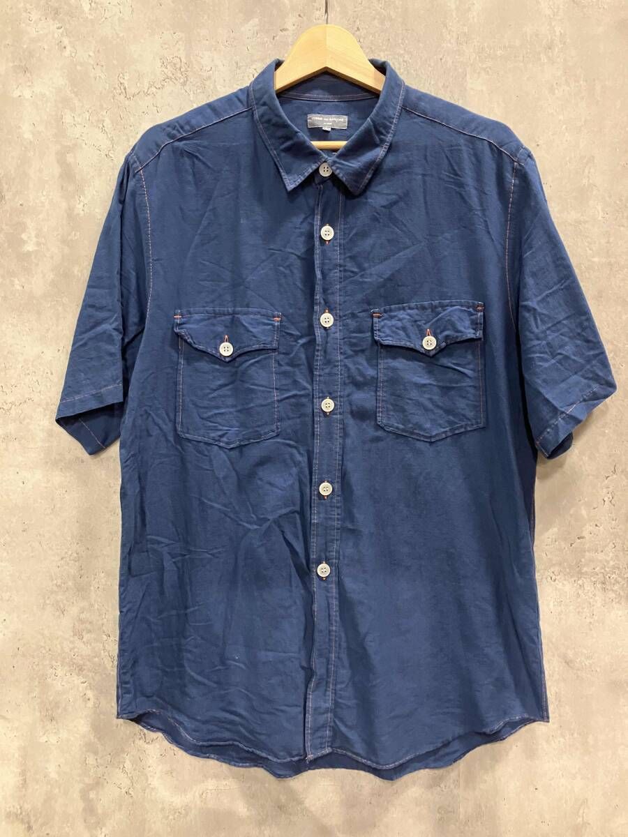 03SS COMME des GARCONS HOMME コムデギャルソンオム ステッチデザインシャツ ブルー サイズ L