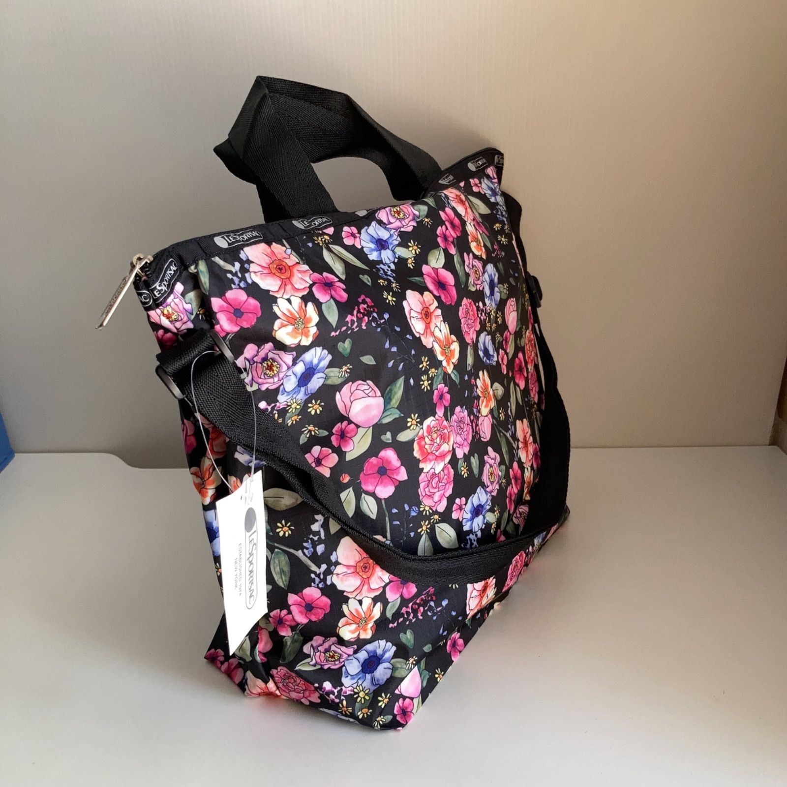 【美品】レスポートサック 2way トートバッグ 総柄 花柄 ショルダーバッグ レスポートサック 花柄 ショルダーバッグ 2way トートバッグ 大容量