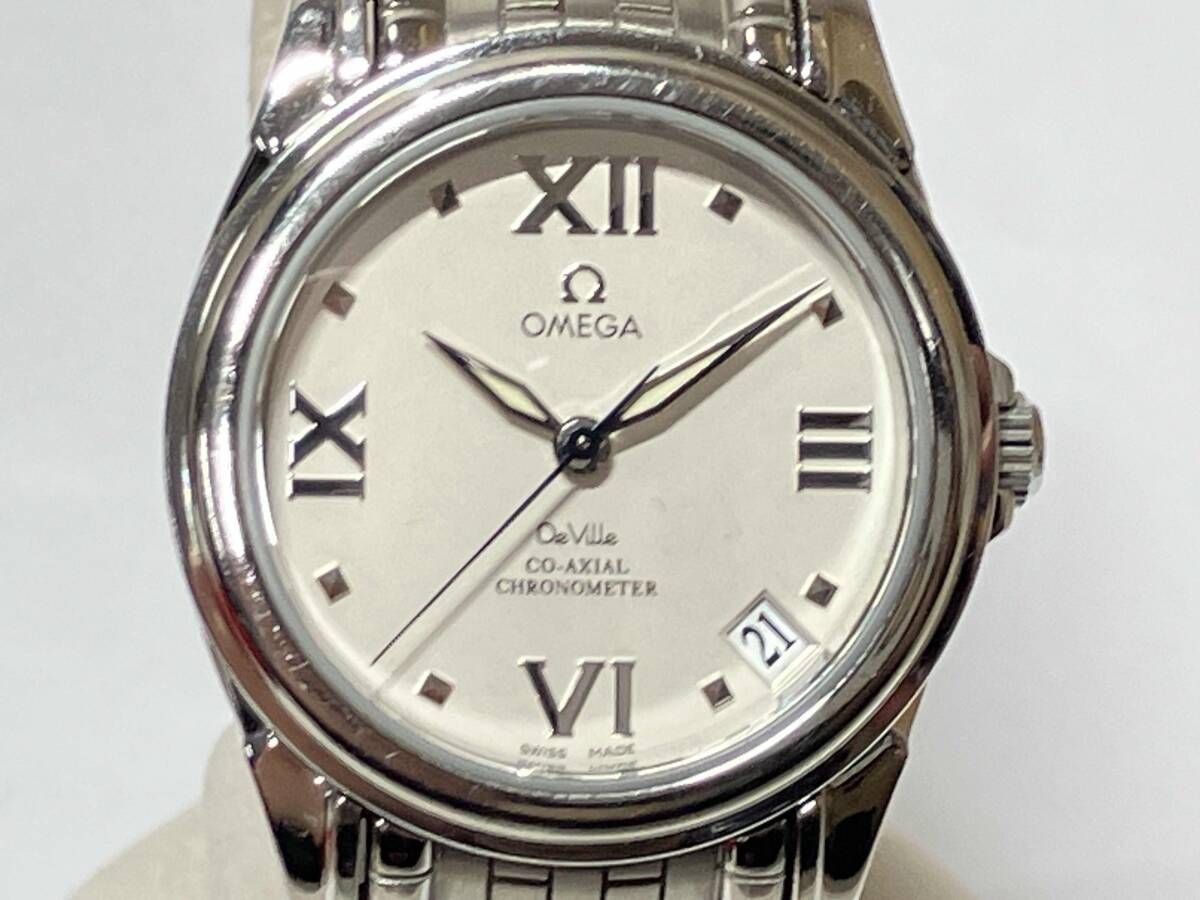 ジャンク 【ジャンク・要OH】 OMEGA オメガ デビル コーアクシャル 4581.31 自動巻 ホワイト文字盤 デイト 腕時計