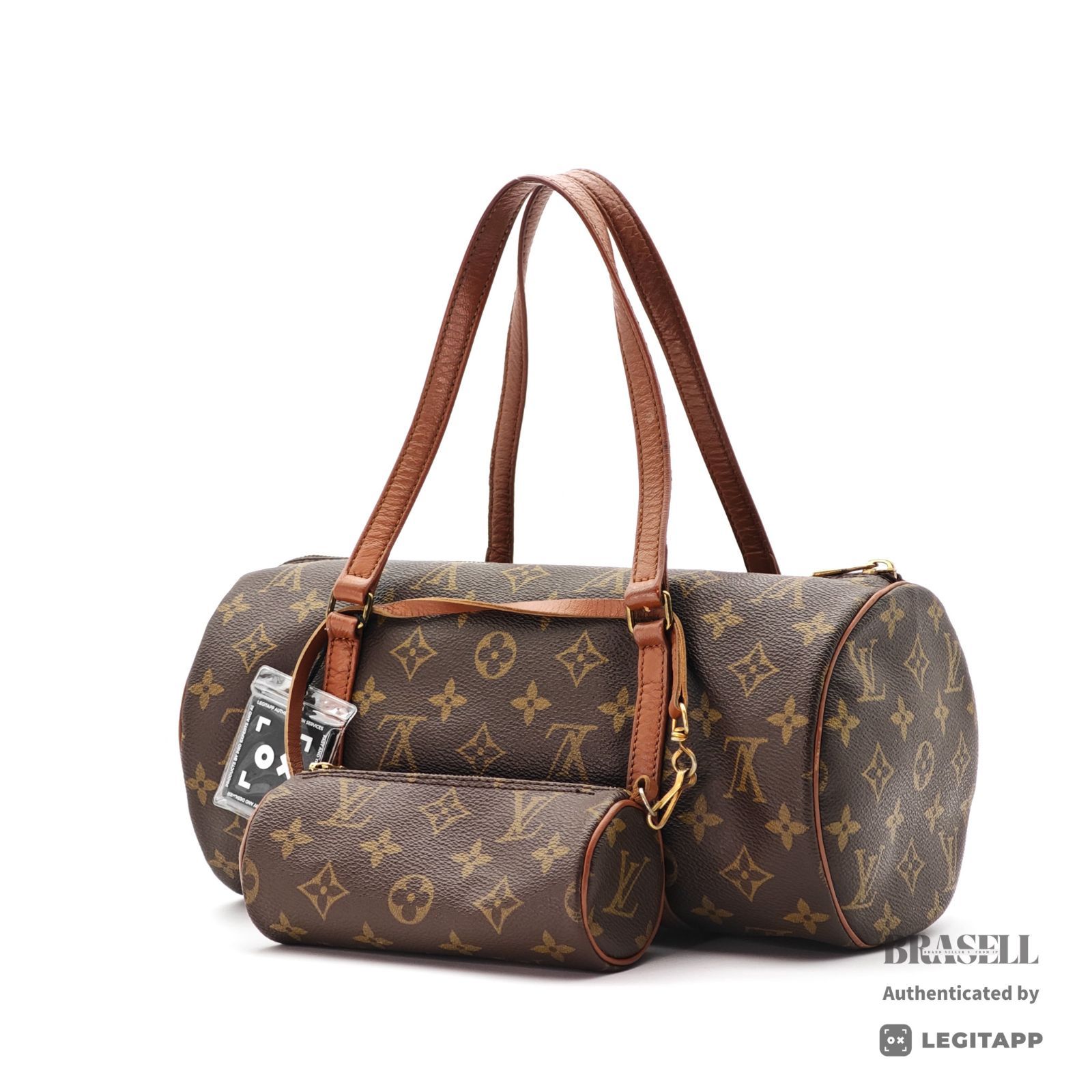LOUIS VUITTON パピヨン30 M51385 バッグ ハンドバッグ ミニバッグ付き 横長 筒 ブラウン レディース ポーチ