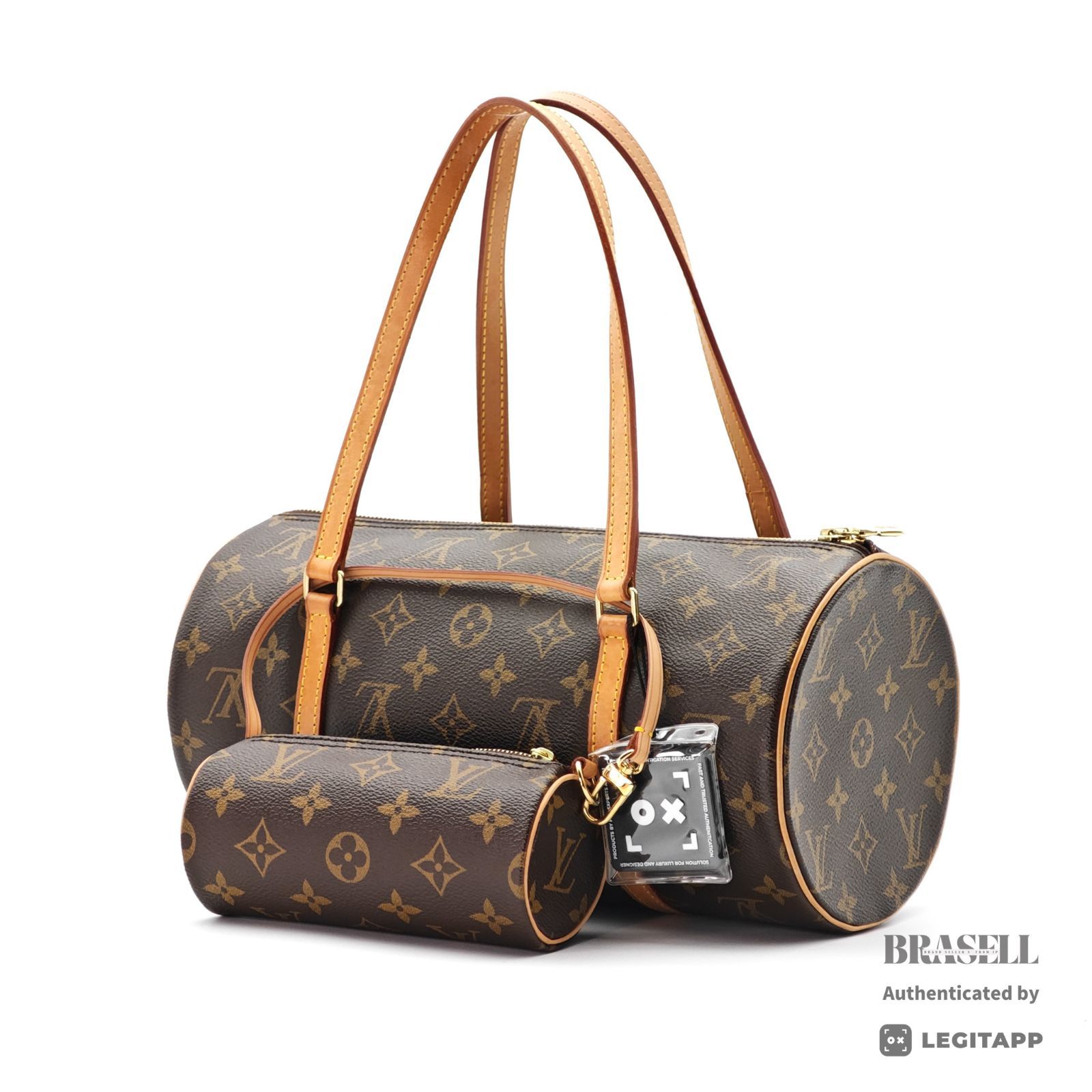 LOUIS VUITTON パピヨン30 M51385 バッグ ハンドバッグ 横長 筒 ブラウン レディース ポーチ